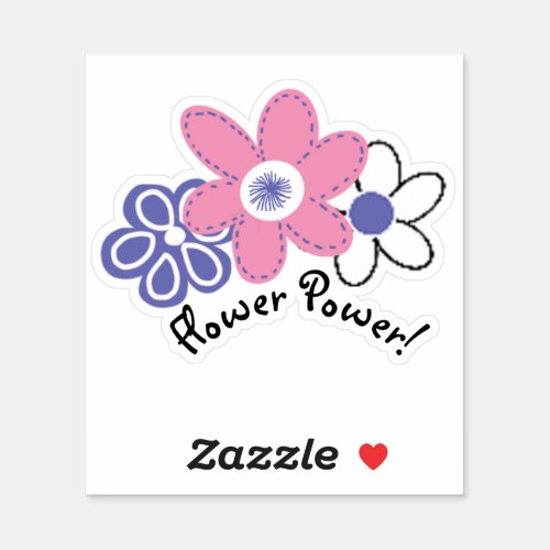 Retro Periwinkle Lavender Pink Flower Power Sticker