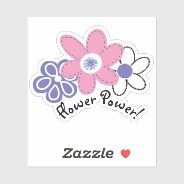 Retro Periwinkle Lavender Pink Flower Power Sticker (Sheet)