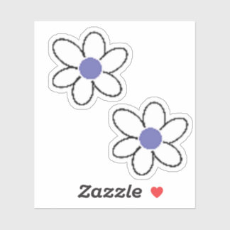 Retro Periwinkle lavender White Flowers Sticker
