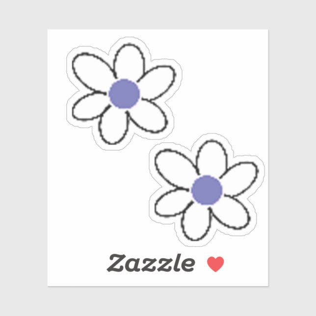 Retro Periwinkle lavender White Flowers Sticker (Sheet)
