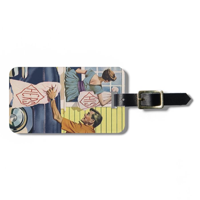 Retro Personalize His Hers Couple Gift Luggage Tag