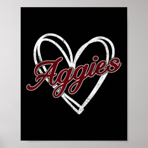 Retro Personalized Aggies-heart Men Women Kid _2 Poster