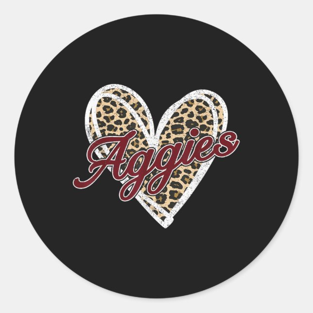 Retro Personalized Aggies-heart Men Women Kid  Classic Round Sticker (Front)