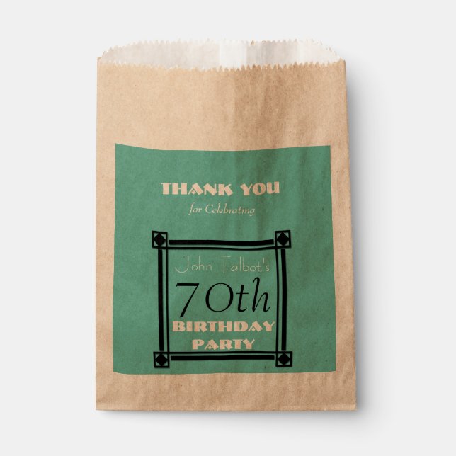 Retro Personalized Birthday Thank You Favor Bag (Front)