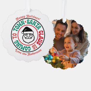 Retro Personalized Christmas Keepsake Photo Ornament Card