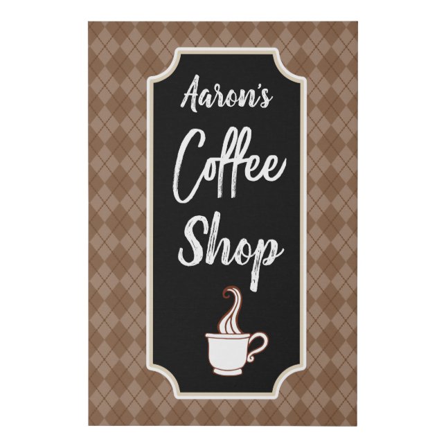 Retro Personalized Coffee Shop Art Kitchen Sign (Front)