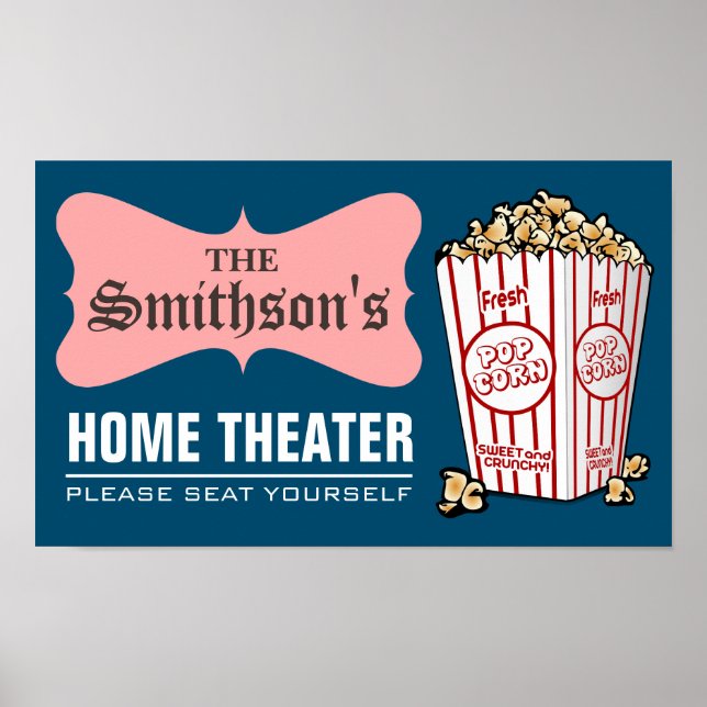 Retro Personalized Family Name Home Theater Poster (Front)