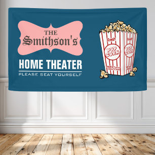 Retro Personalized Family Name Home Theatre Banner