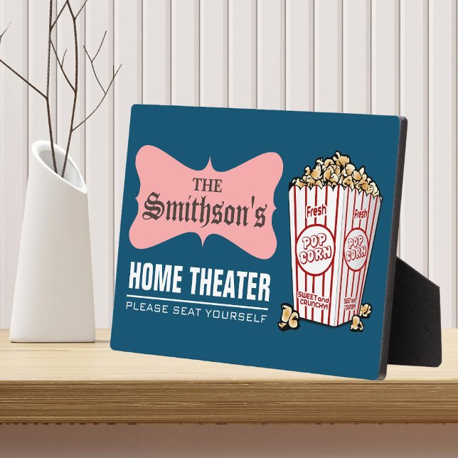 Retro Personalized Family Name Home Theatre Plaque (Creator Uploaded)