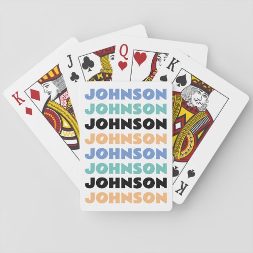 Retro Personalized Family Name Poker Cards