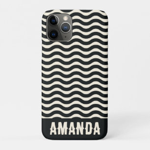 Retro Personalized Hippie Beach Stripes Black iPhone 11 Pro Case