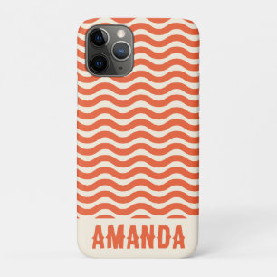 Retro Personalized Hippie Beach Stripes Orange iPhone 11 Pro Case