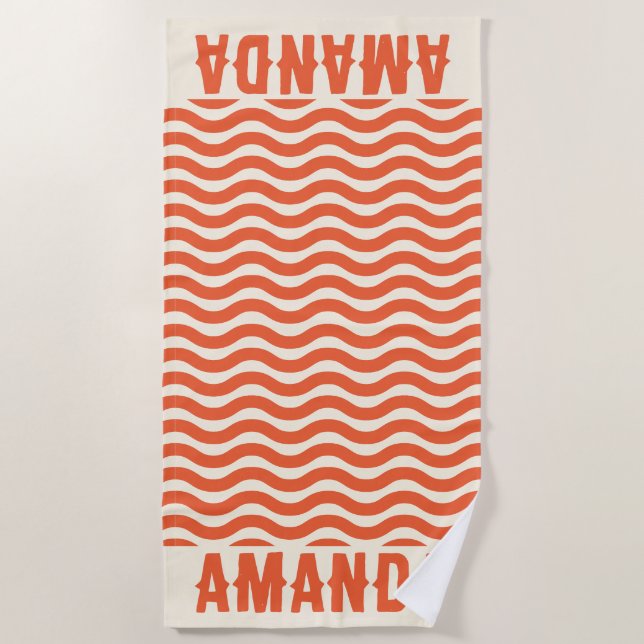Retro Personalized matching summer vacation  Beach Towel (Front)