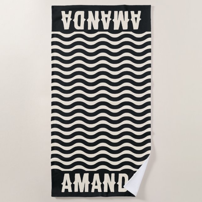 Retro Personalized matching summer vacation  Beach Towel (Front)