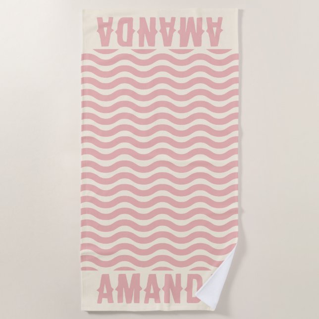 Retro Personalized matching summer vacation  Beach Towel (Front)