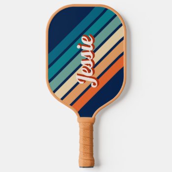 Retro Personalized Name Pickleball Paddle by origamiprints at Zazzle