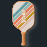 Retro Personalized Name Pickleball Paddle<br><div class="desc">Retro inspired sunburst design in bright and playful vintage colors that can be personalized with your name.</div>