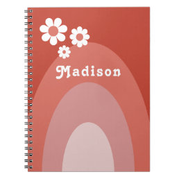 Retro Personalized Name Terracotta Floral Notebook