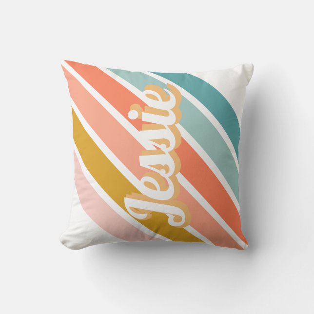Retro Personalized Name Throw Pillow (Front)