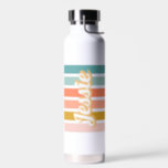 Retro Personalized Name Water Bottle<br><div class="desc">Retro inspired sunburst design in bright and playful vintage colors that can be personalized with your name.</div>