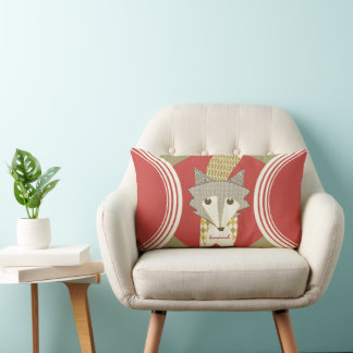 Retro Personalized Orange Red Olive Fox Pillow