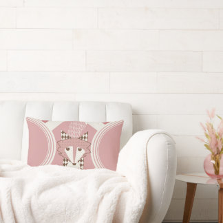 Retro Personalized Peach and Brown Fox Pillow