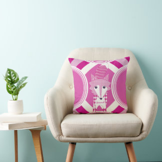 Retro Personalized Pink Fox Pillow