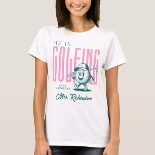 Retro Personalized Script Mrs Pink Funny Golf Wife T-Shirt
