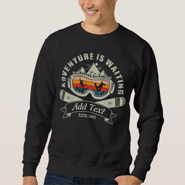Retro Personalized Ski Adventure Sweatshirt (Front)
