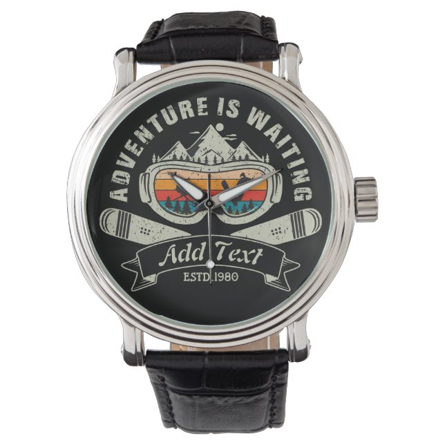 Retro Personalized Ski Adventure Watch (Front)