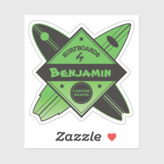 Retro Personalized Surfboard Builder Sticker