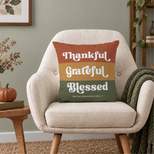 Retro Personalized Thanksgiving Throw Pillow