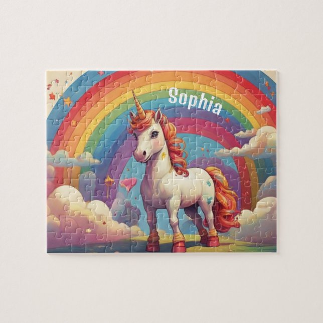 Retro Personalized Unicorn Jigsaw Puzzle (Horizontal)