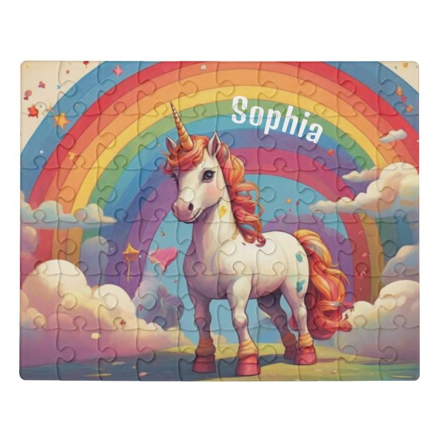 Retro Personalized Unicorn Jigsaw Puzzle (Puzzle Horizontal)