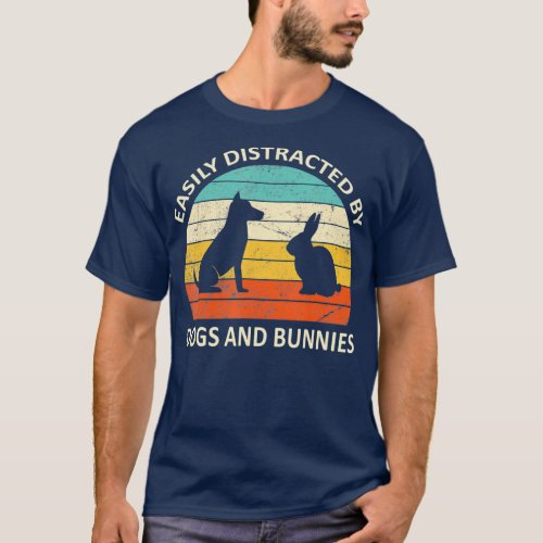 Retro Pet Dog Bunny Lover Easily Distracted By T_Shirt