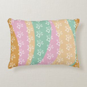 Retro Pet Paw Print Marble Groovy  Accent Pillow