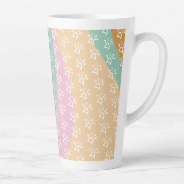 Retro Pet Paw Print Marble Groovy    Latte Mug (Right)