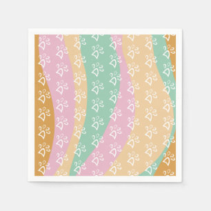 Retro Pet Paw Print Marble Groovy   Napkins