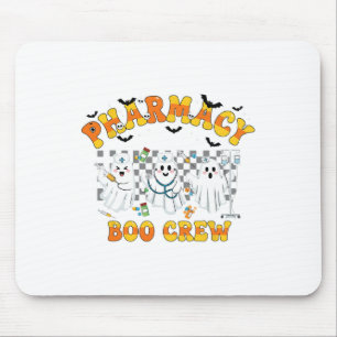 Retro Pharmacy Boo Crew Ghost Technician Halloween Mouse Pad