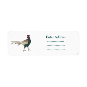 Retro pheasant bird brown address label Sticker