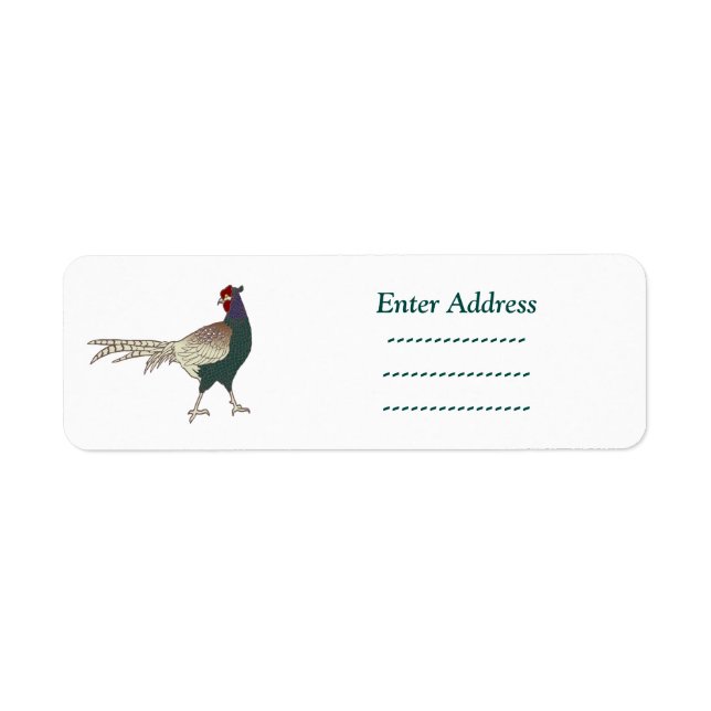 Retro  pheasant bird brown address label Sticker (Front)