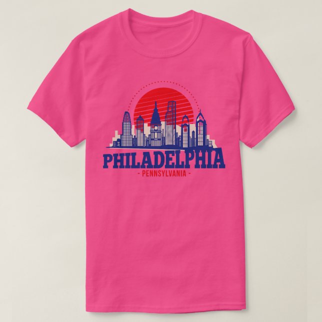 Retro Philadelphia Pennsylvania Skyline T-Shirt (Design Front)