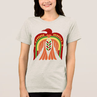 Retro Phoenix Folk Art Design Tri-Blend Shirt