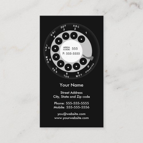 Retro Phone Black &amp; White Business/Profile Card Business Card Templates