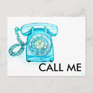 Retro Phone Turquoise Rotary Vintage Blue Postcard