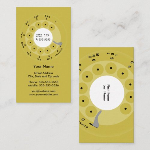 Retro Phone Yellow Business/Profile Card Business Card Template