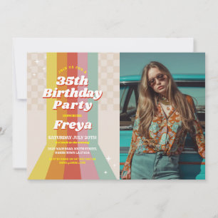 Retro Photo Birthday 60s 70s 80s Vintage Party  Invitation