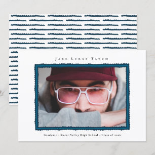 Retro Photo Blue Frame Graduation High School Announcement