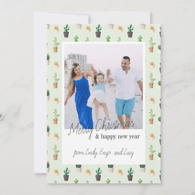 Retro Photo Cactus Desert Christmas Cards (Front)