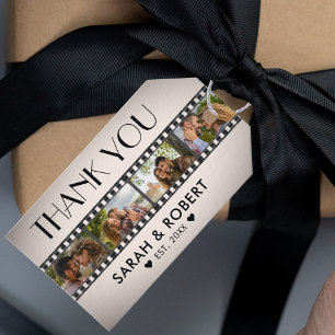 Retro Photo Collage Film Strip Thank You Wedding Gift Tags